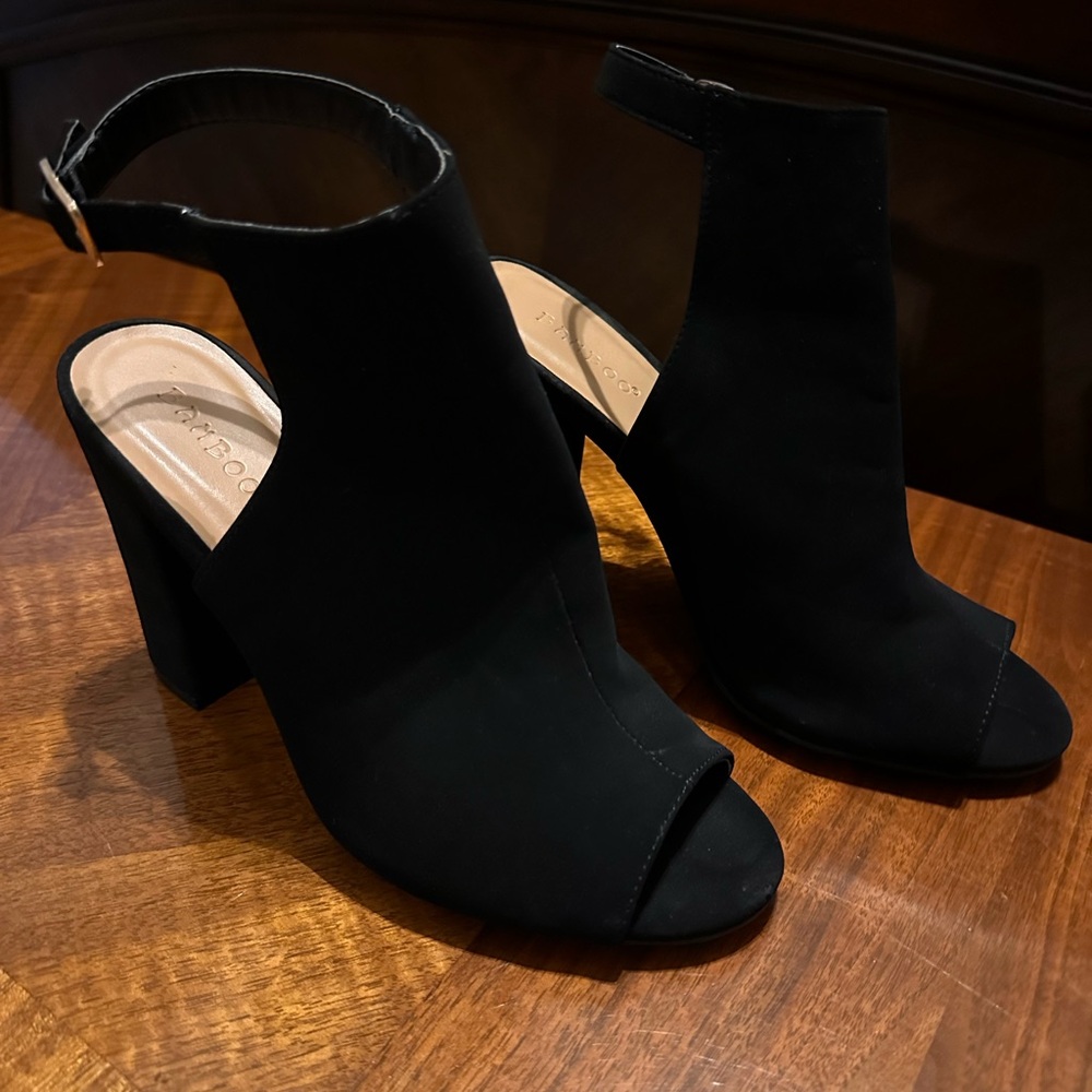 LAST CHANCE! Bamboo Open-toe Shooties Black 9 EUC FINAL MARKDOWN
